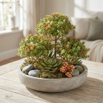 Artikel Mini sukkulent kunstig grøn kunstig plante med stilk H23cm