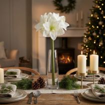 Artikel Kunstig amaryllisblomst, hvid, med stilk, advent og jul, 50 cm
