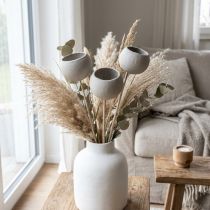 Artikel Tørrede blomster dekorative klokkekopper på stilk grå 37cm 3 stk