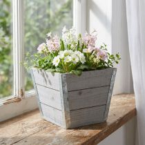 Artikel Blomsterkasse trækasse shabby chic grå 19x19x15,5cm