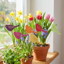 Artikel Forårsdekoration blomsterpropper træ fugledekoration 28cm 18 stk