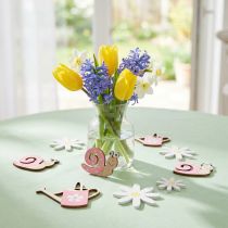 Artikel Scatter dekoration træblomster snegle vandkander pink 4cm 36 stk.