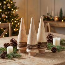 Artikel Mini juletræ træ dekoration naturlig bordpynt H13,5cm 3 stk