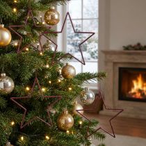 Artikel Store dekorative stjerner til ophæng, 24 cm, bærglimmer, juledekoration, sæt med 6