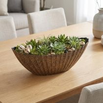Artikel Planteskål med riller oval antracitguld 41,5×16×16 cm