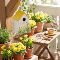 Artikel Dekorativt fuglehus med blomstermønster til indendørs og altanbrug, 21 cm