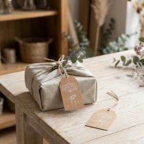 Artikel Gavemærker papir brune blomster 8×5cm 24 stk