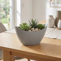 Artikel Dekorativ skål plast grå 20cm x 9cm H11,5cm 1 stk