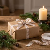 Artikel Julebånd med rensdyrhvid creme kraftig kant 15mm 18m