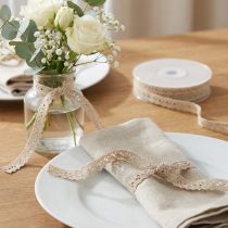 Artikel Dekorativt smykkebånd hæklet blondebånd beige B12mm L20m