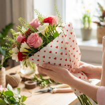 Artikel Crepepapir med hjerter Blomsterhandler Crepe Mors Dag Rød, Hvid 50×250cm