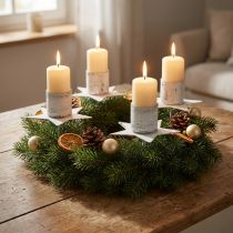 Artikel Stjernelysholder til opsætning i metal, hvid shabby chic, 6 cm, 4 stk.
