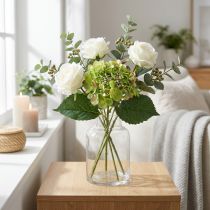 Artikel Kunstig hortensia, blomsterdekoration, silkeblomst grøn L44cm