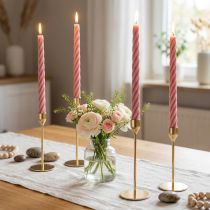 Artikel Rustikke stearinlys pindelys farvet pink 350/28mm 4 stk
