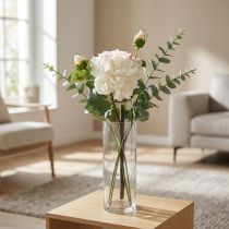 Artikel Hvide roser kunstige blomster steg stor med tre knopper 57cm