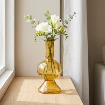 Artikel Minivase gul glasvase blomstervase glas Ø8cm H16,5cm