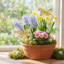 Artikel Dekorative sommerfugle på tråd gulgrønne blomster 6×9cm 12stk