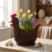 Artikel Påskedekoration plantekurv med slyngplanter og kyllingedekoration, 36 cm