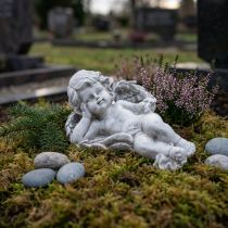 Artikel Engel liggende dekorativ figur grav dekoration grå polyresin 22cm