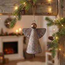 Artikel Dekorativ skytsengel metalklokke bronze hvid vintage shabby chic 21x13,5x24cm
