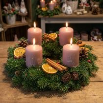 Artikel Lyserøde julelys, bloklys, sæt med 4, vinterdekoration Ø5 cm H6 cm