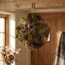 Artikel Ægte kogler dekorativ kugle med mos naturlig dekoration Ø25cm H25cm