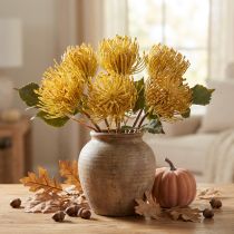 Artikel Protea kunstig Leucospermum nålepude gul 30 cm 6 stk