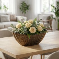Artikel Planteskål med riller oval båd antracit guld 36cm