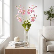 Artikel Søde ærter kunstige blomster pink på lang stilk 74cm 2stk