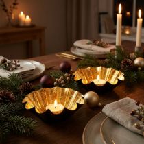 Artikel Fyrfadsstage juledekoration bageform sort guld Ø12cm 2 stk.