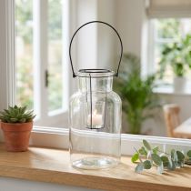Artikel Flaske dekoration lanterne glas metal klar sort Ø13cm