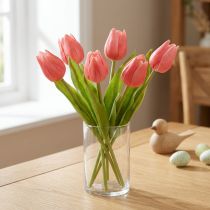 Artikel Tulipanblomst af høj kvalitet som en naturtro kopi til bordvaser, 21 cm, 6 stk.