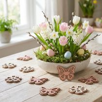 Artikel Scatter dekoration træ blomster/sommerfugle hvid/pink Ø4cm 36p