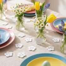 Artikel Træblomst med ansigt hvid 2,5cm 48 stk