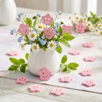 Artikel Træblomst med ansigt pink 2,5cm 48 stk