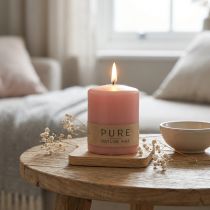 Artikel PURE søjlelys 90/70 pink naturligt vokslys bæredygtig lysdekoration
