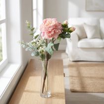 Artikel Kunstige roser blomst og knopper kunstig blomst pink 57cm