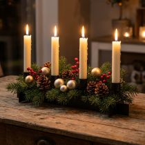 Artikel Lysestage sort, lysestage adventskrans 40cm H8cm
