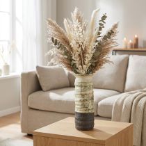 Artikel Keramikvase til tørrede blomster, creme, grågrøn, H34cm