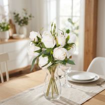 Artikel Kunstig blomsterbuket med roser til stilfuld borddekoration, 31 cm, 3 stk.
