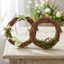Artikel Dekorativ ring mini vinrankrans naturlig Ø15cm 6 stk. DIY dekoration