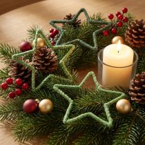 Artikel Stjerner jute til juledekoration julestjerner grøn 15cm 8 stk