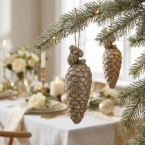 Artikel Kegler med glitter lys guld 14cm 3stk