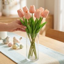 Artikel Kunstige tulipaner Real-Touch ferskenrosa 38cm bundt á 7 stk