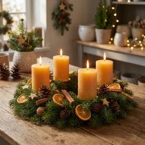 Artikel Ensfarvede bloklys, honningfarvede dekorative lys, adventsdekoration, 70x80 mm, sæt med 4, høj kvalitet