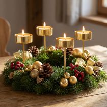 Artikel Fyrfadsstage til stik i guld fyrfadsstage Advent Ø4cm 8 stk