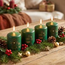 Artikel Grønne julelys, sæt med 4, Ø5 cm, H6 cm, adventsdekoration