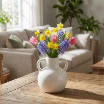 Artikel Keramik vase hvid vase med 2 hanke keramik Ø7cm H11,5cm