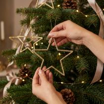 Artikel Julepynt stjernevedhæng gylden glitter 12cm 12stk