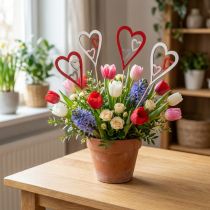Artikel Blomsterstik Mors Dag dekorativt stikhjerte 5cm 12 stk